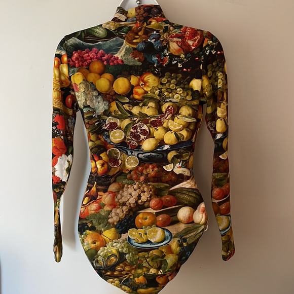 Samantha Pleet Harvest Fruit Print Mock Neck Bodysuit - Picture 8 of 14